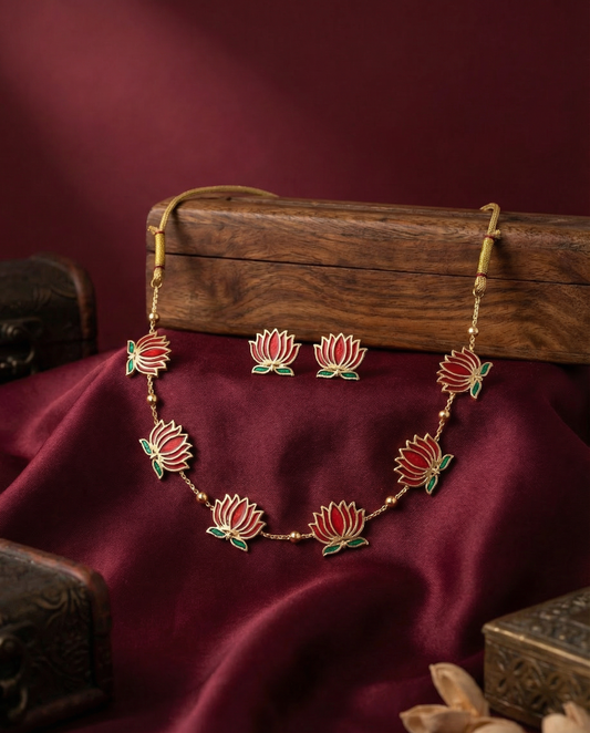 Bhavneet Lotus Choker Set with Earring