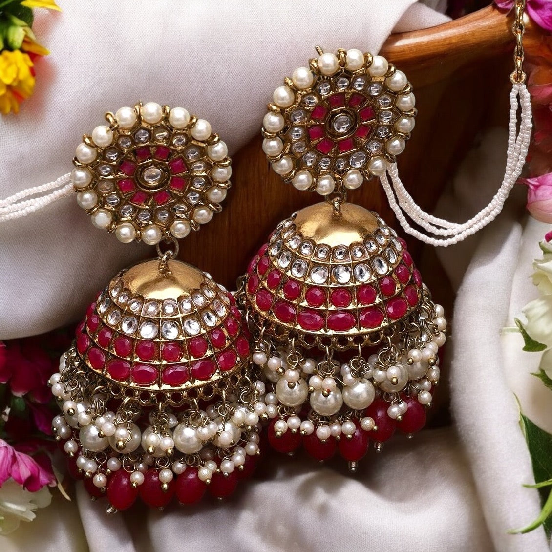 Ruby Guneet Jhumka with Sahara