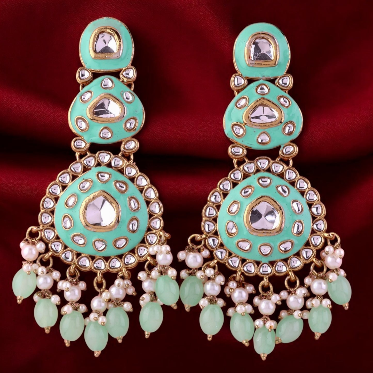 Mint Green Tisya Meenakari Chandbali