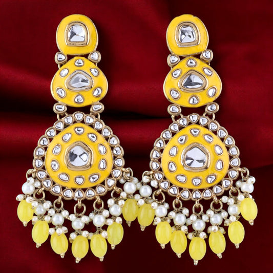 Yellow Tisya Meenakari Chandbali