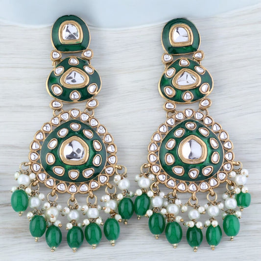 Dark Green Tisya Meenakari Chandbali