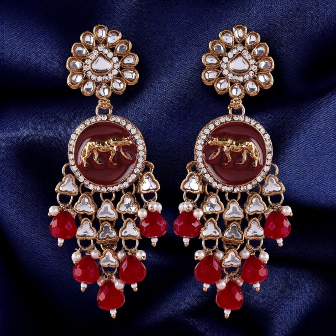 Maroon Arnav Bollywood Inspired Designer Earring