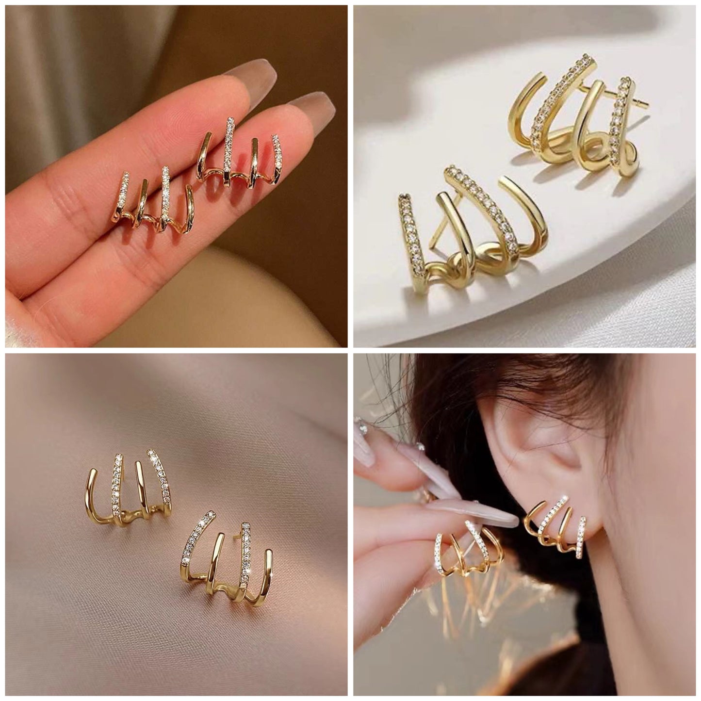 Gold Claw Stoned Korean Quirky Earring