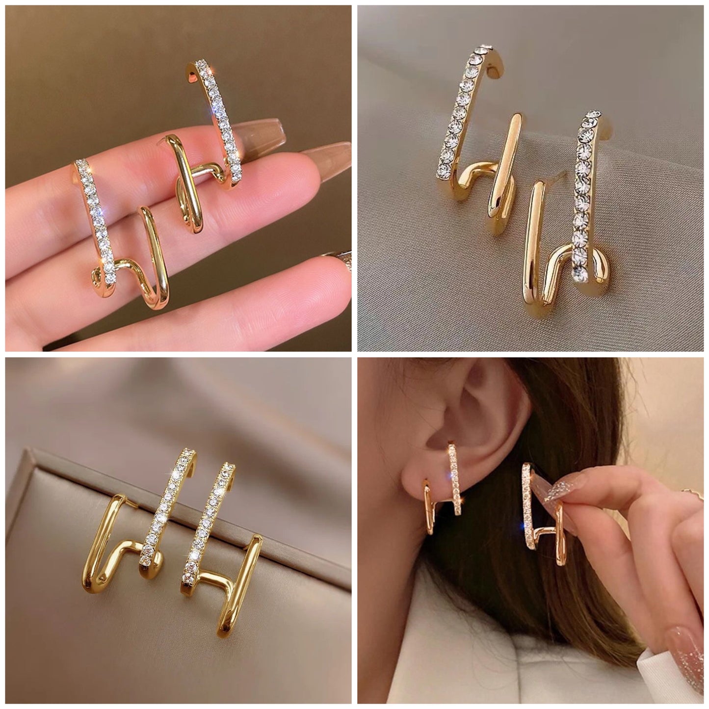 Gold Zircone Cuff Korean Quirky Earring