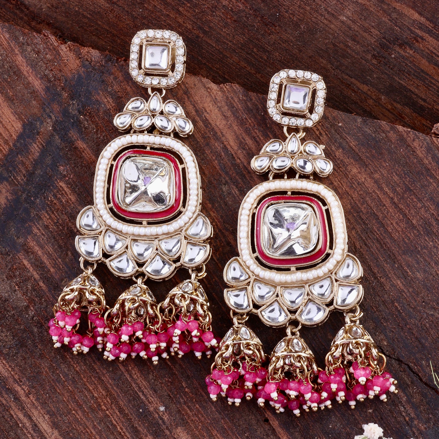 Pink Anay Designer Earring with Jhumki Detailing