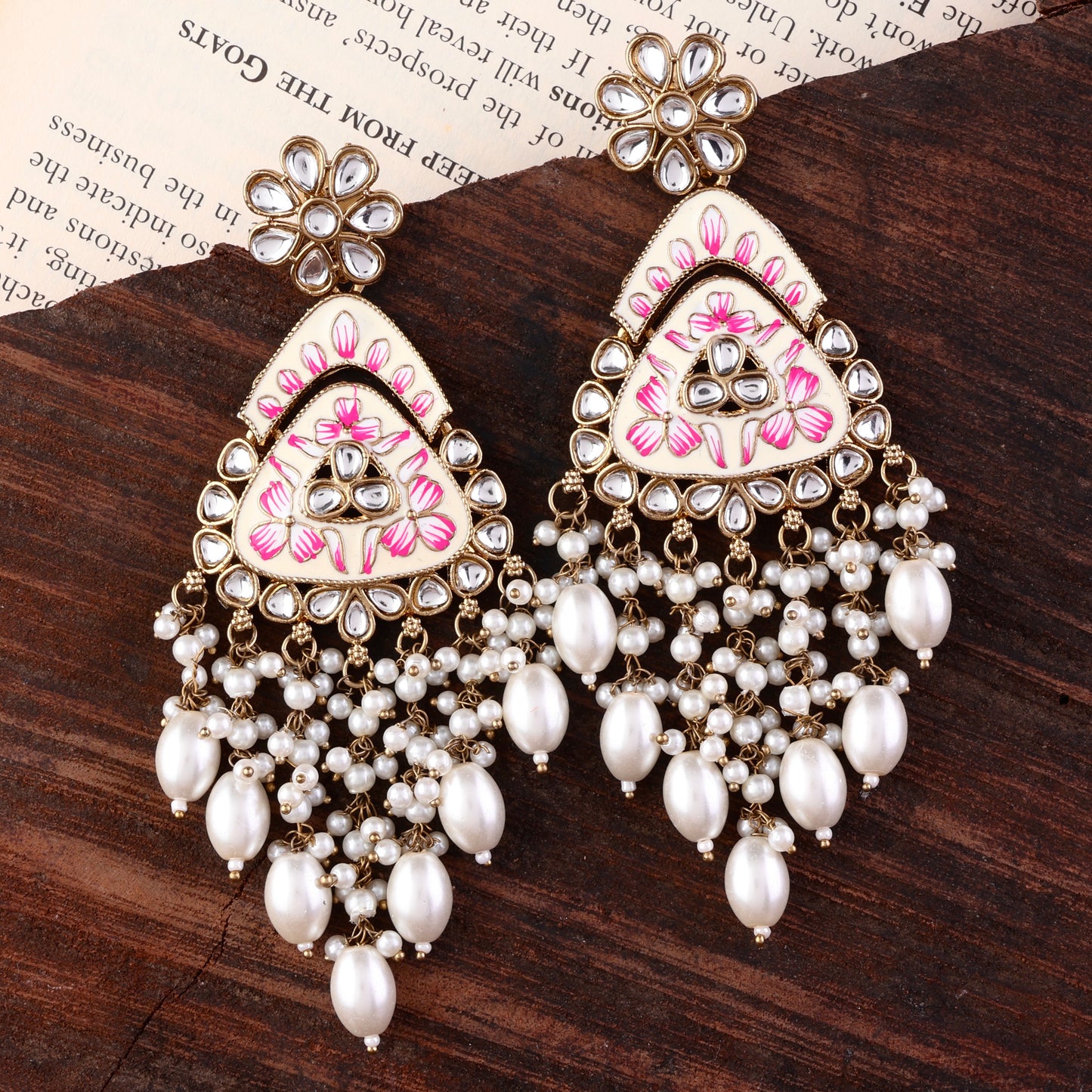 Ivory Vaidehi Meenkari Kundan Earring