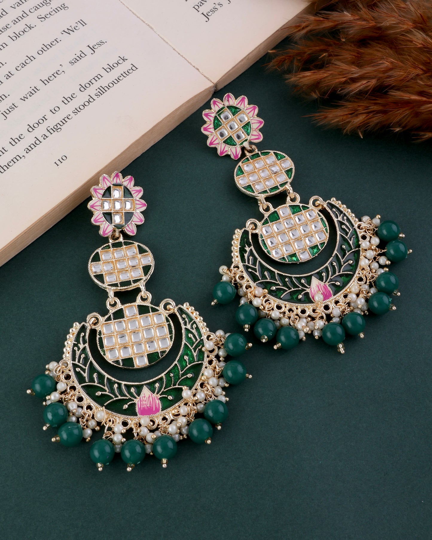 Dark Green Piyali Chandbali