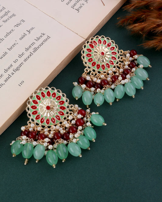 Mint Maroon Sukh Earring