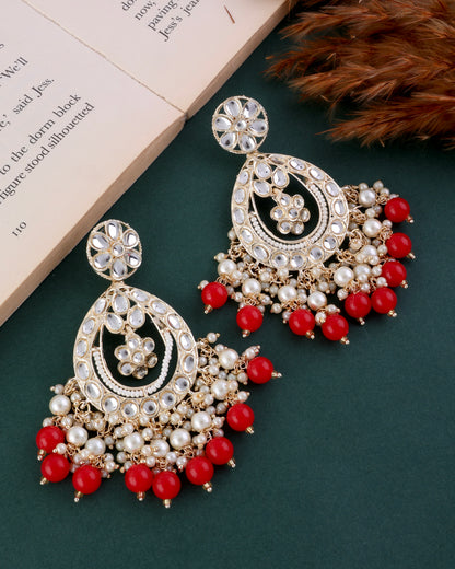 Red Jiya Kundan Earring