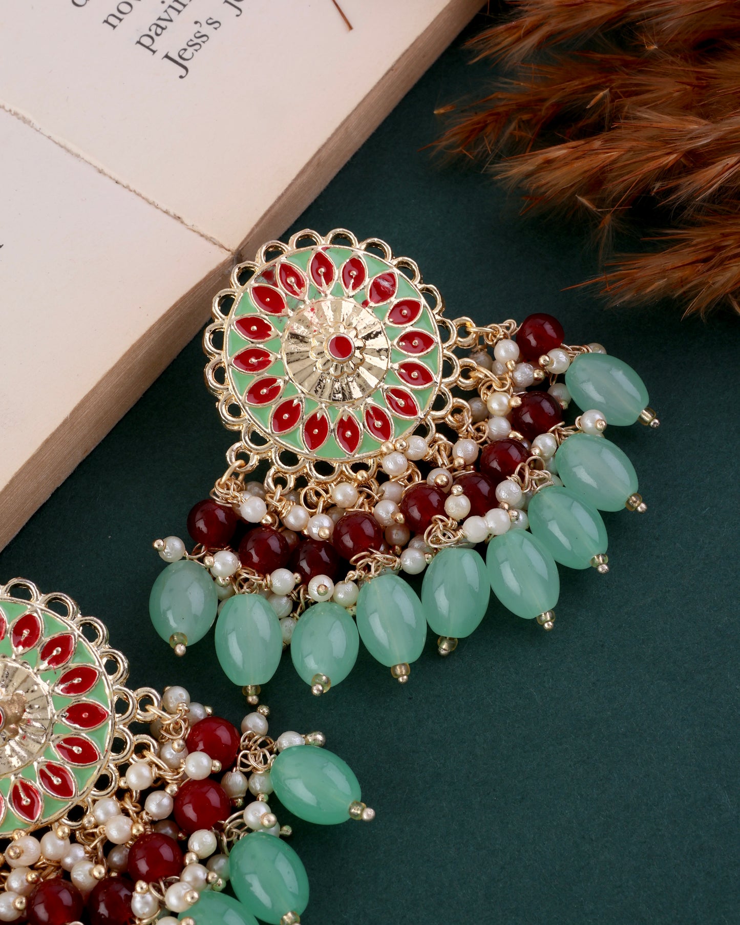 Mint Maroon Sukh Earring