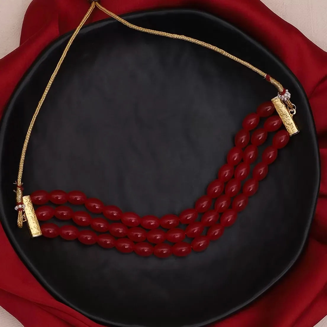 Red Sleek Beads Choker