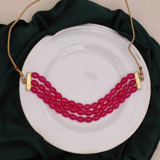 Pink Sleek Beads Choker