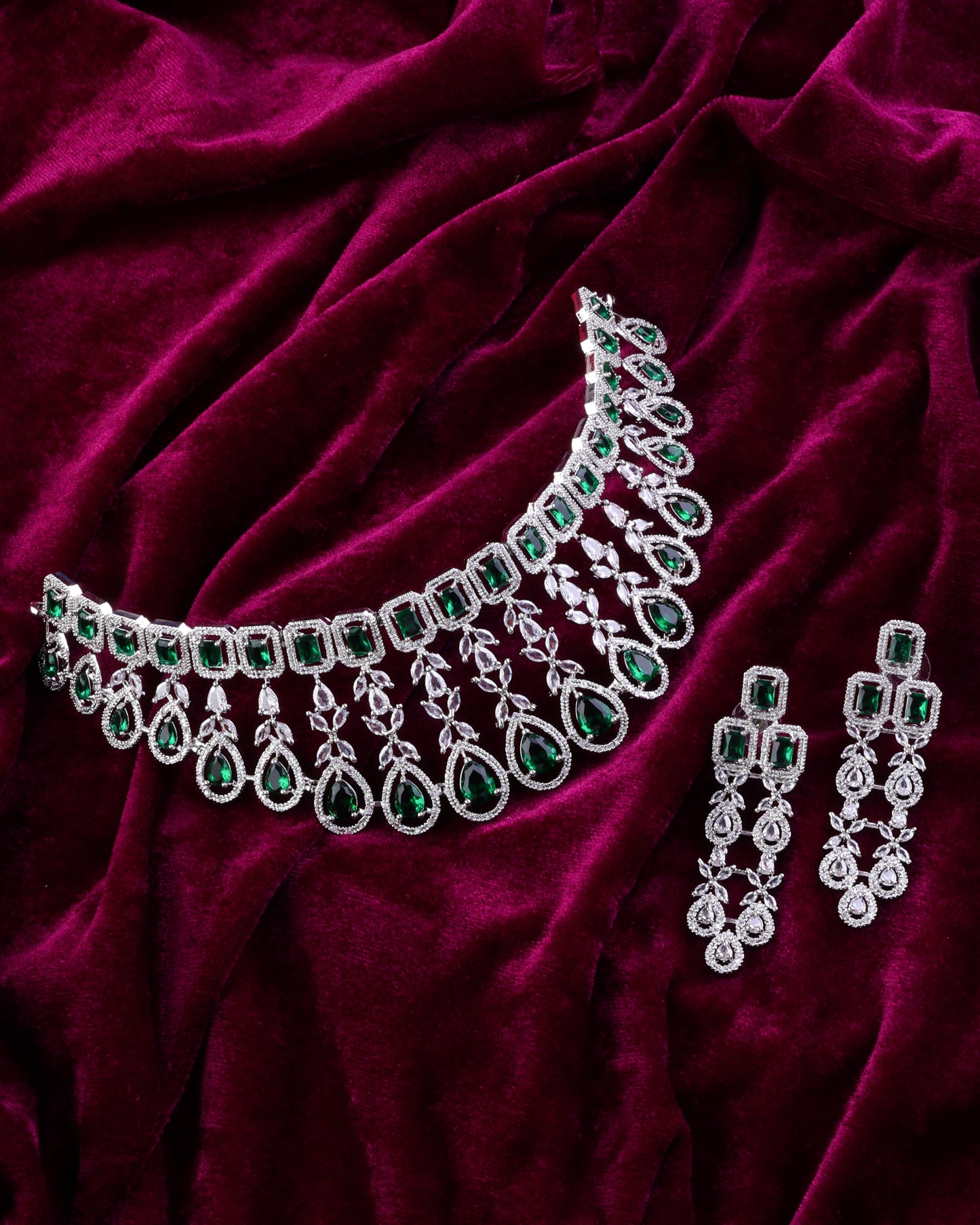 Emerald Melissa American Diamond Choker Set