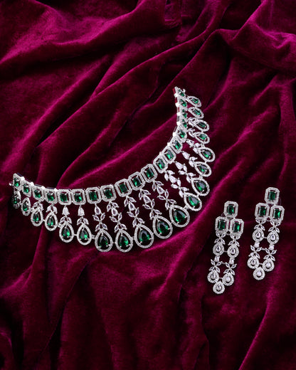 Emerald Melissa American Diamond Choker Set