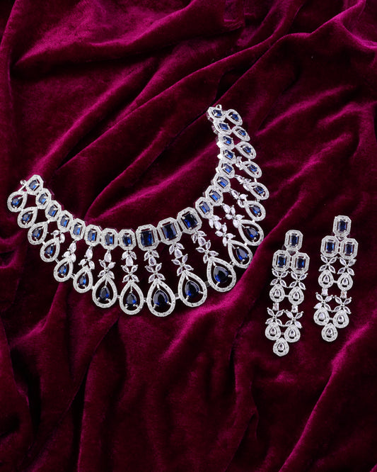 Blue Melissa American Diamond Necklace Set