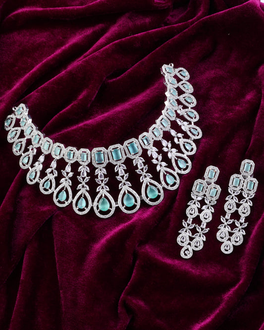Mint Green Melissa American Diamond Necklace Set