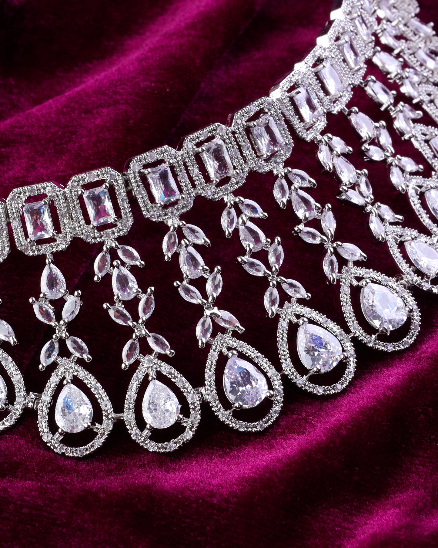 Silver Melissa American Diamond Choker Set