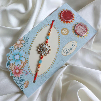 Enthralling Stone Rakhi Set with Tilak Combo
