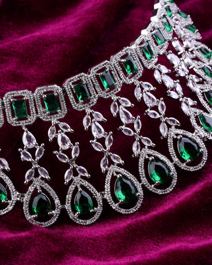 Emerald Melissa American Diamond Choker Set