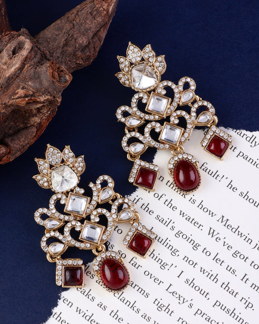Red Zayvik Premium Designer Zircone Earring