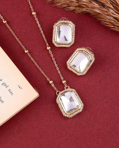 Meira Gold Pendent Necklace Set with Earring