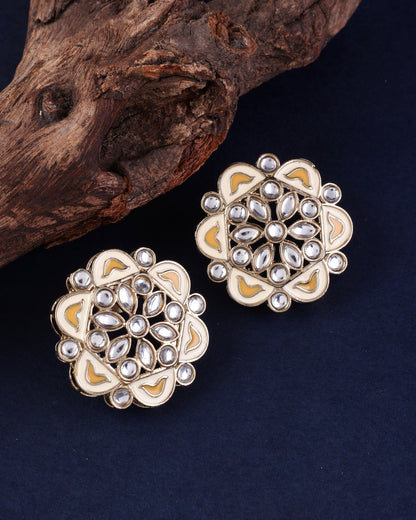 Yellow Kiva Meenakari Stud Earring
