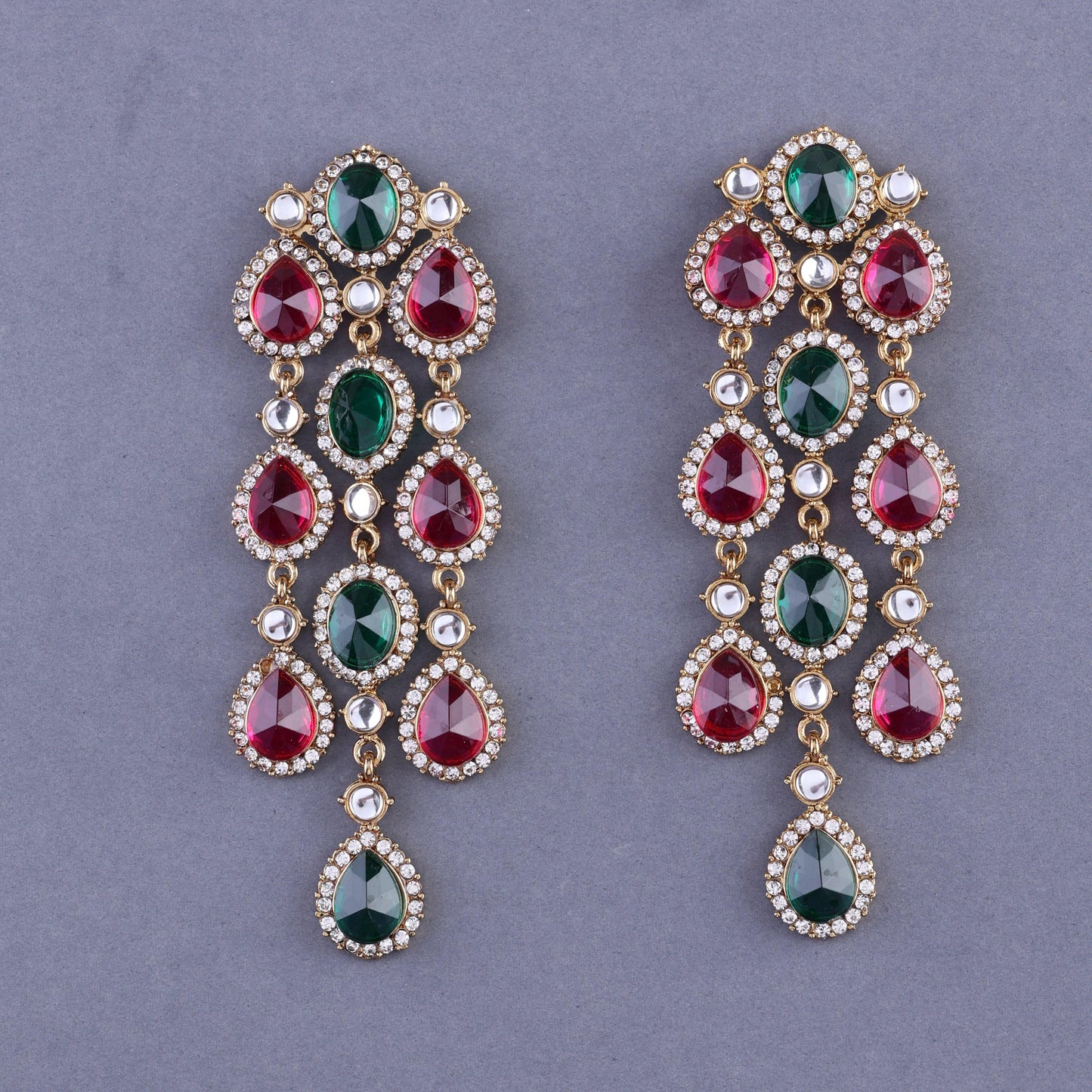 Pink Green Tavleen Dangler Earring