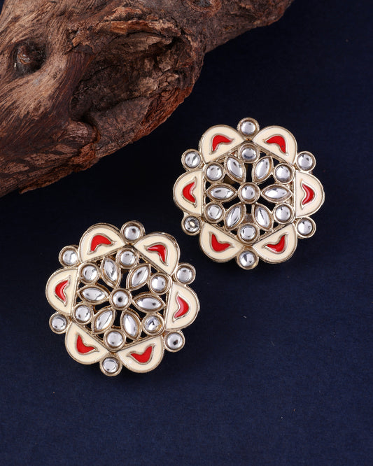 Red Kiva Meenakari Stud Earring