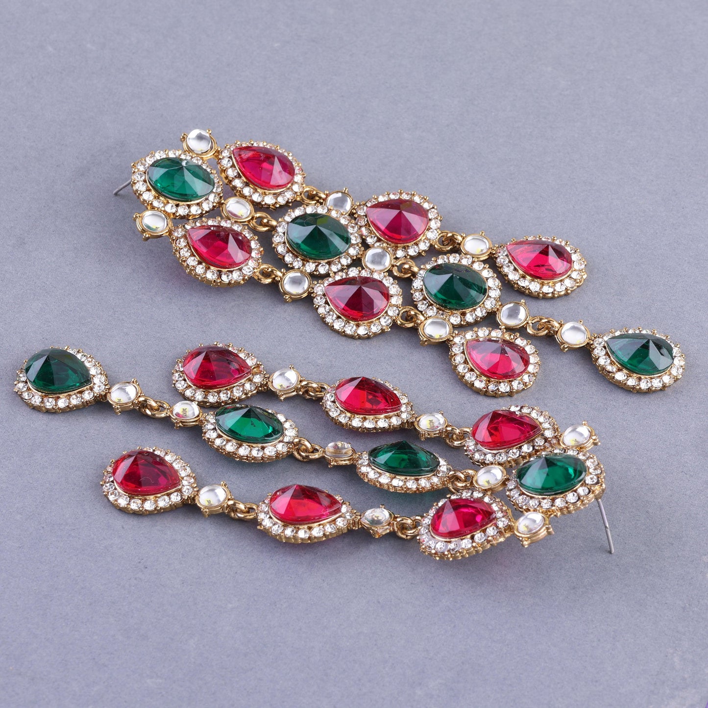 Pink Green Tavleen Dangler Earring