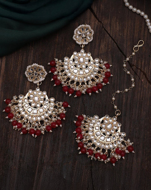 Dark Pink Swati Teeka Earring