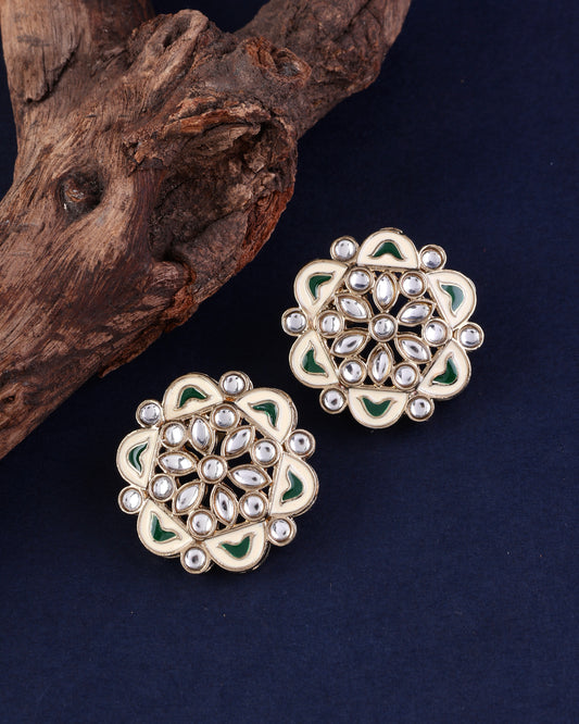 Green Kiva Meenakari Stud Earring