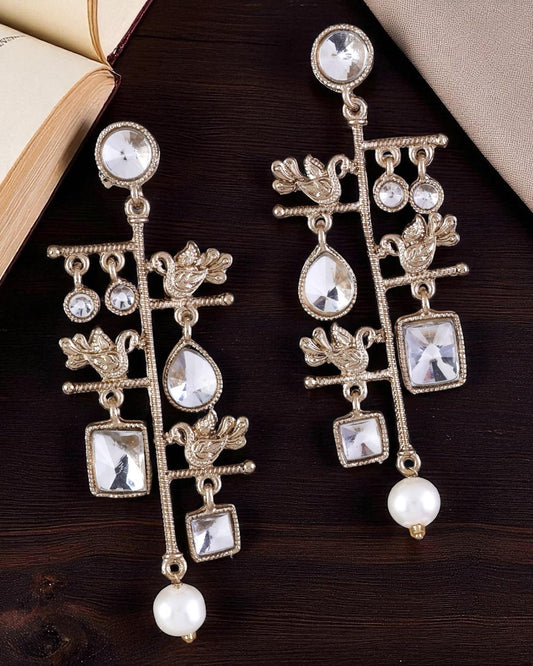 White Mohana Designer Peacock Earring