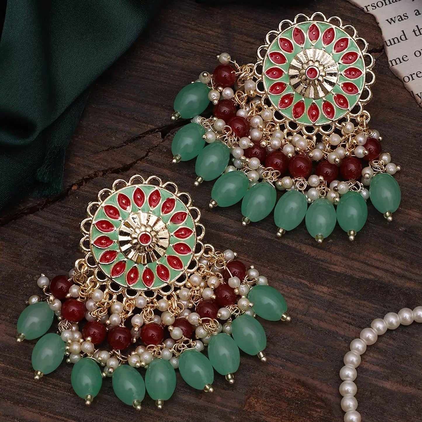 Mint Maroon Sukh Earring