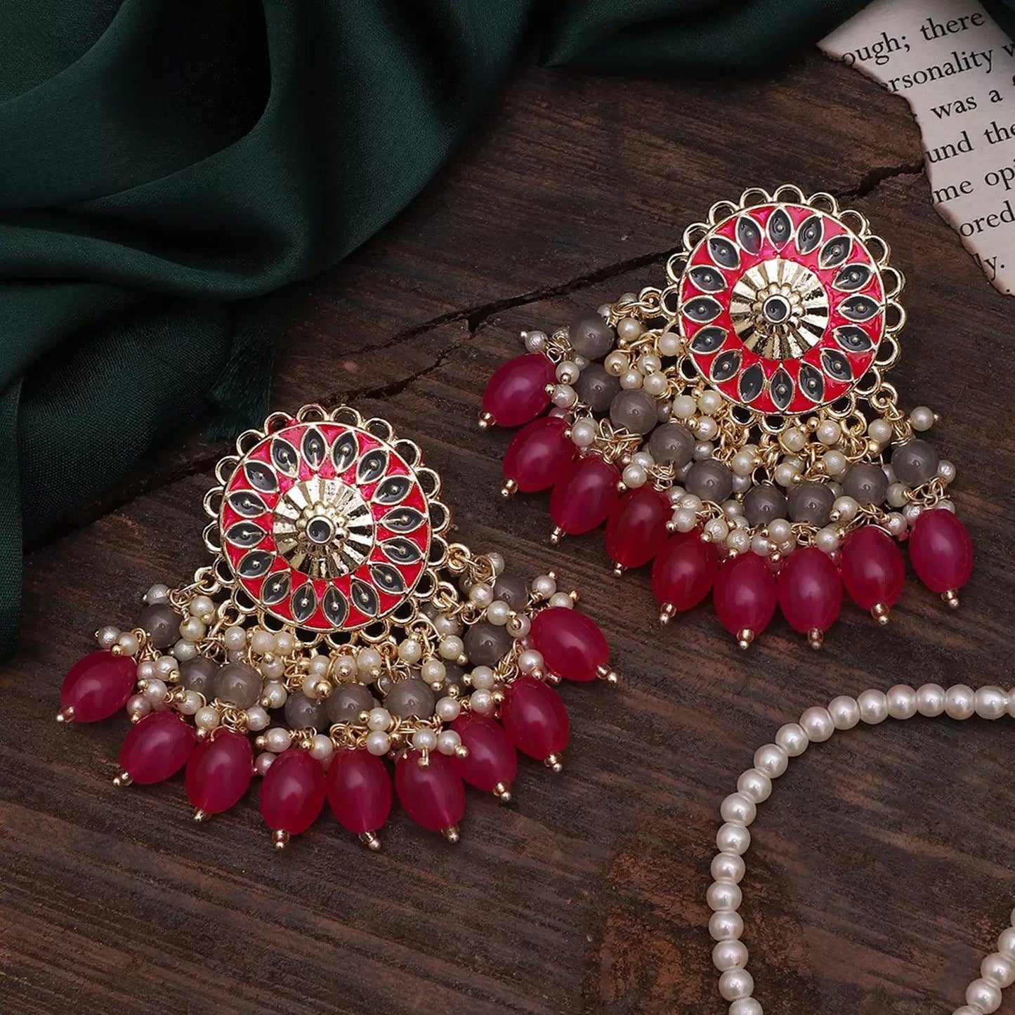 Dark Pink Grey Sukh Earring