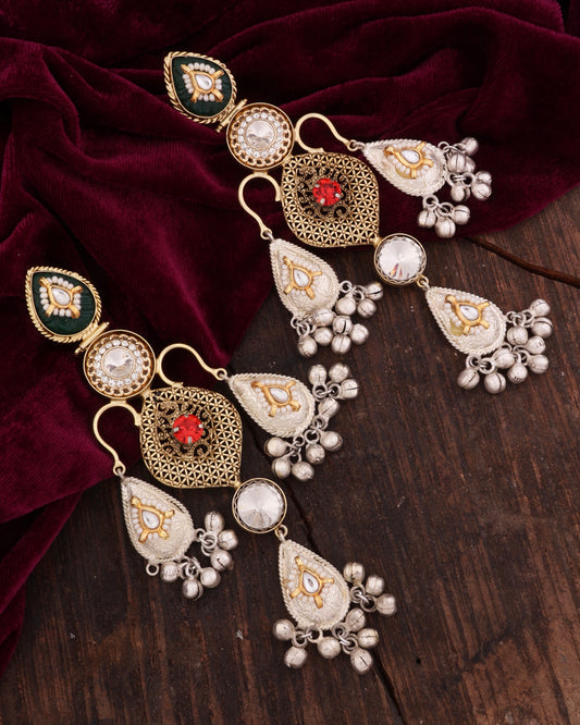 Green Abhilasha Premium Brass Chandbali