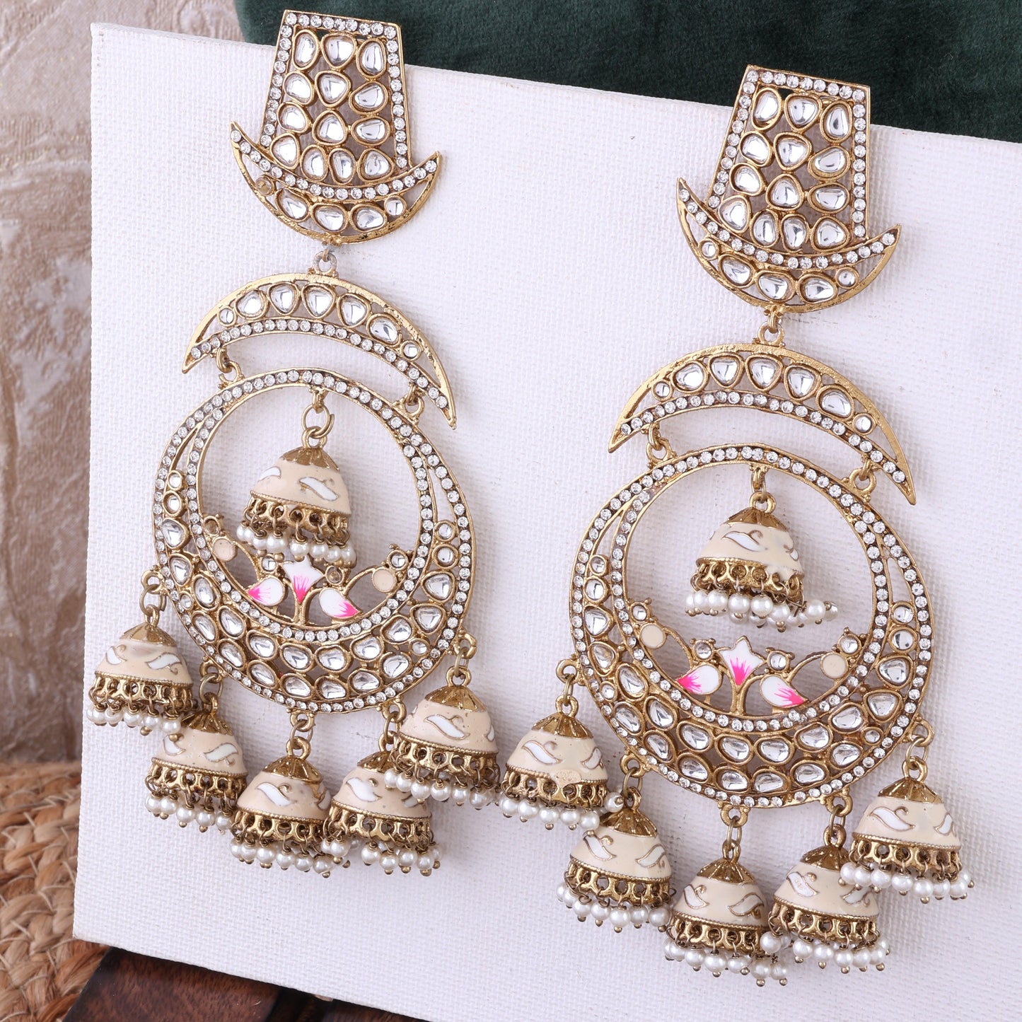 Ivory Yashmita Designer Chandbali Jhumka