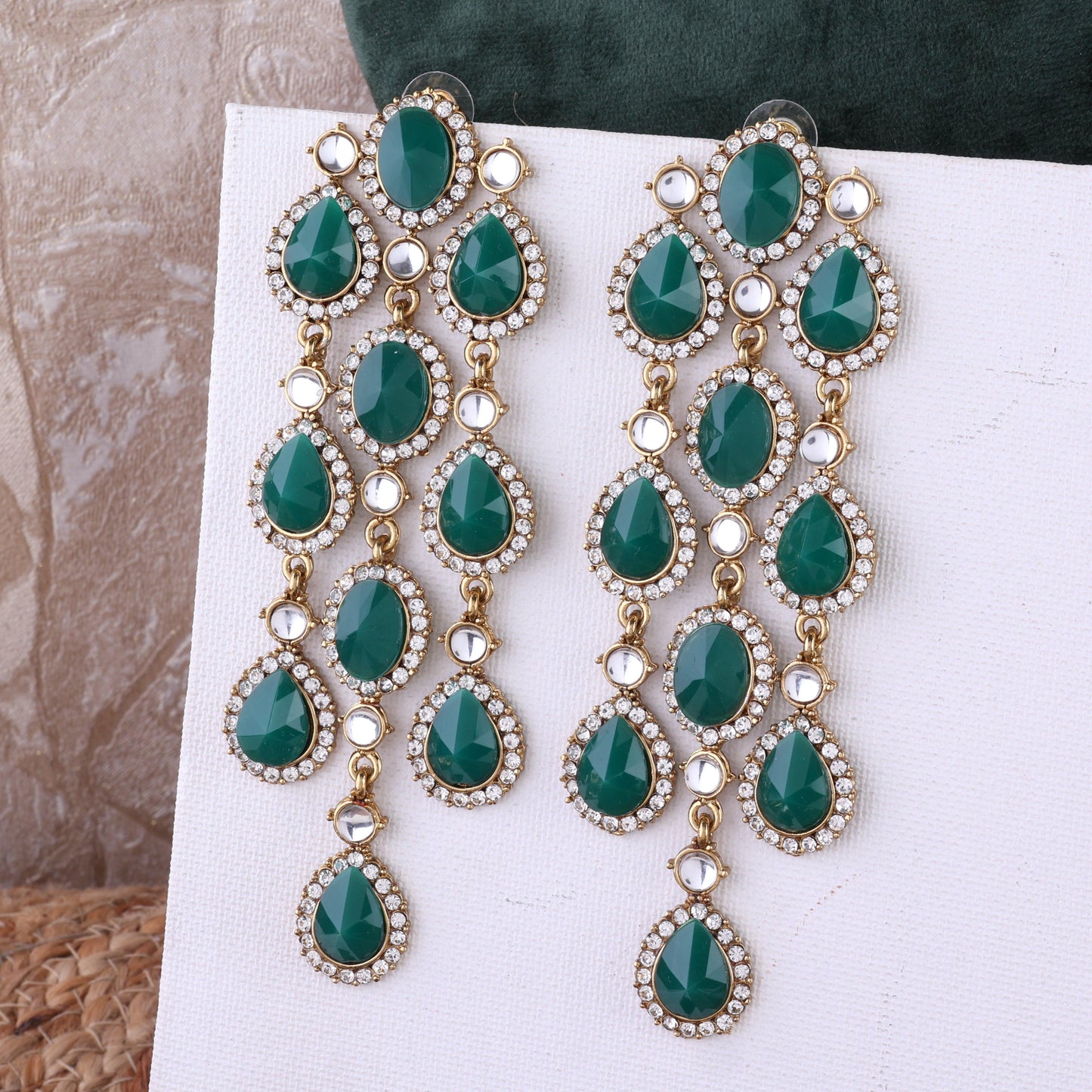 Green Tavleen Dangler Earring