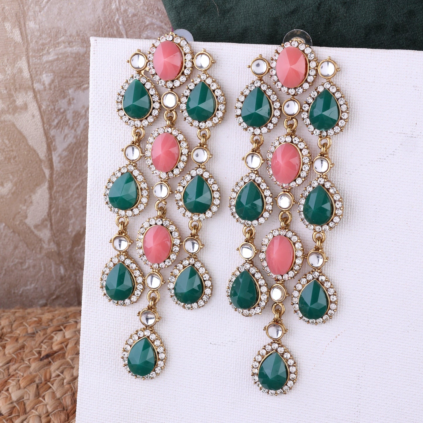 Coral Green Tavleen Dangler Earring