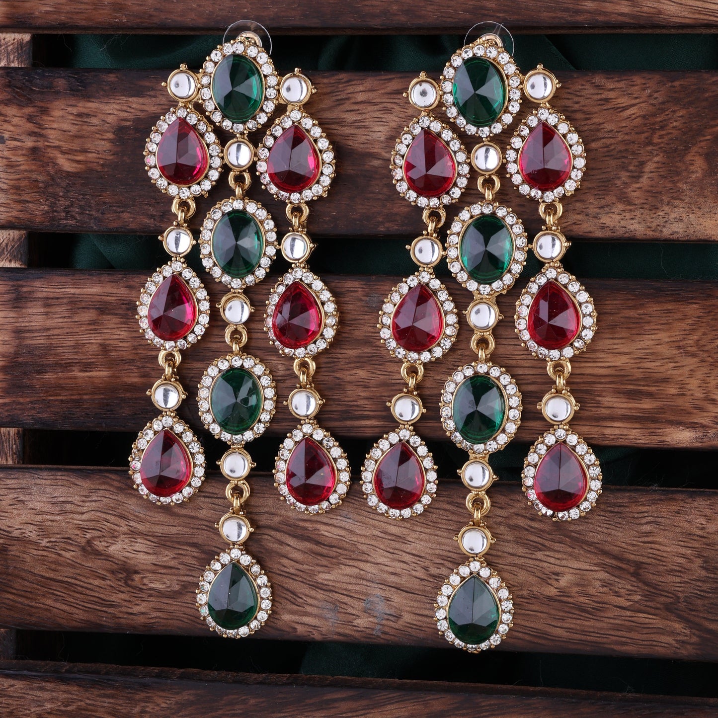 Pink Green Tavleen Dangler Earring