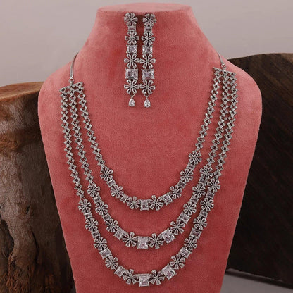 Long American Diamond Necklace Set
