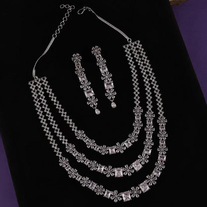Long American Diamond Necklace Set