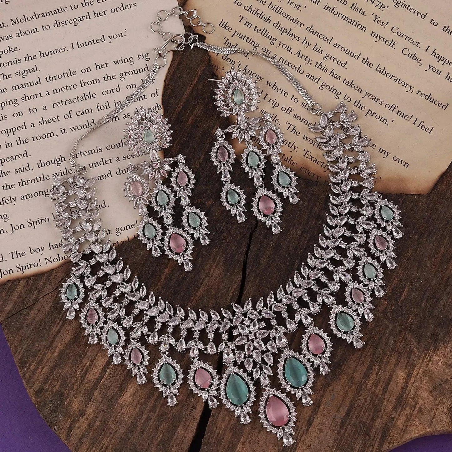 Pastel Vineeta American Diamond Necklace Set