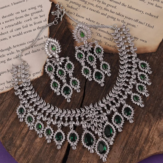 Emerald Vineeta AD Necklace