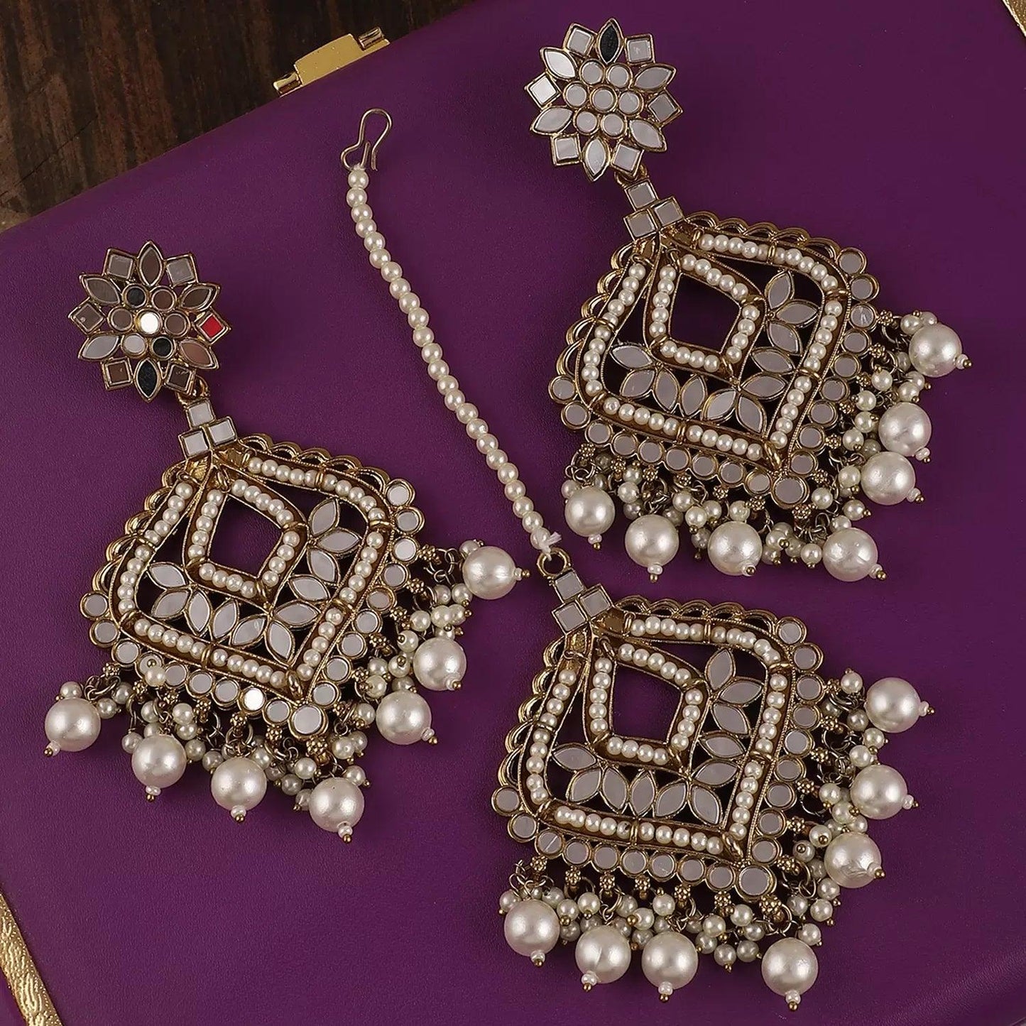 Pearl Misha Mirror Teeka Earring