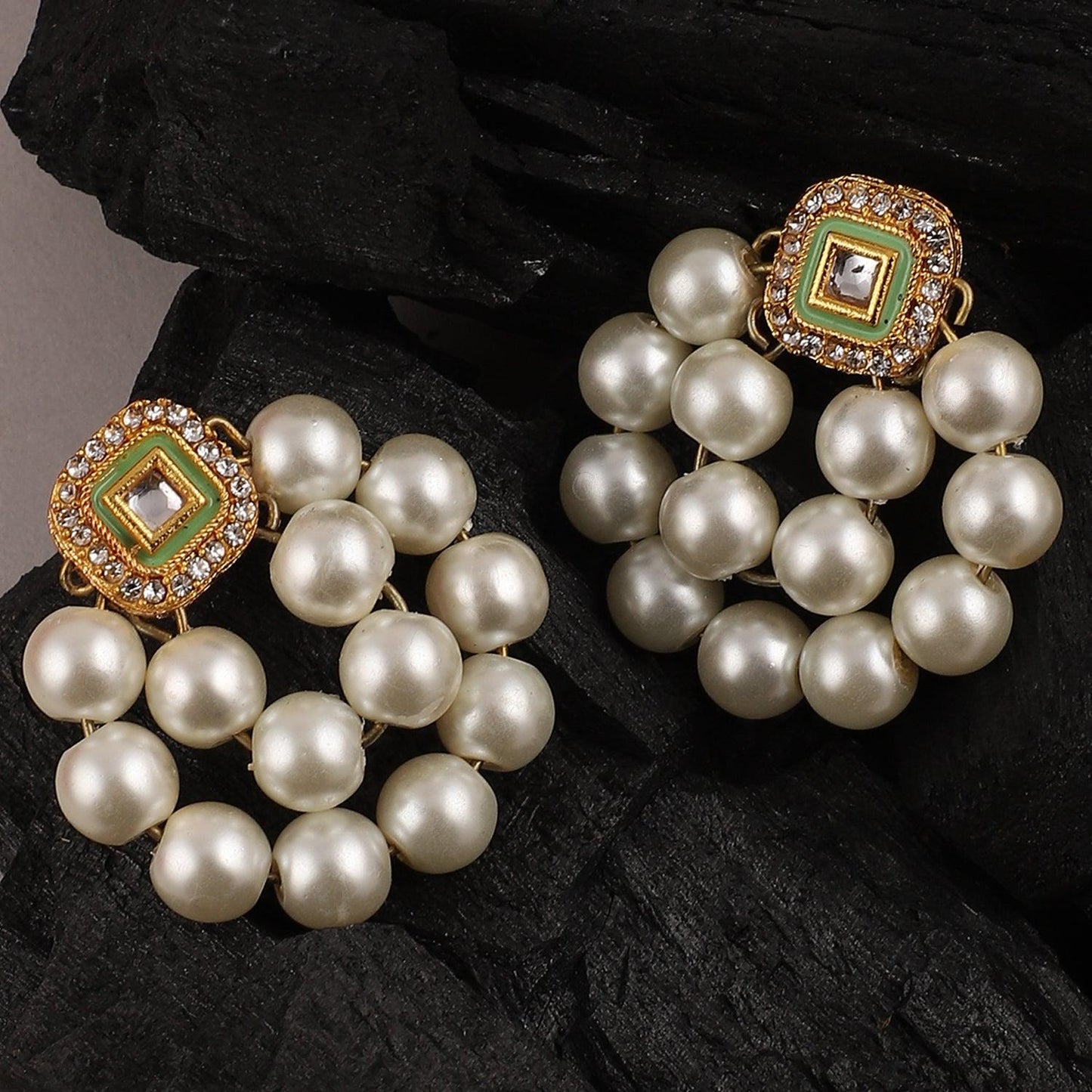 Green Meena Pearl Stud