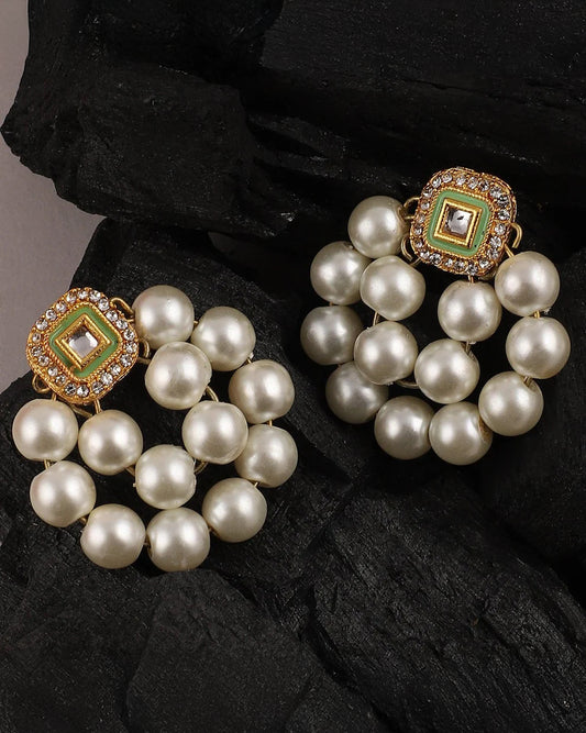 Green Meena Pearl Stud