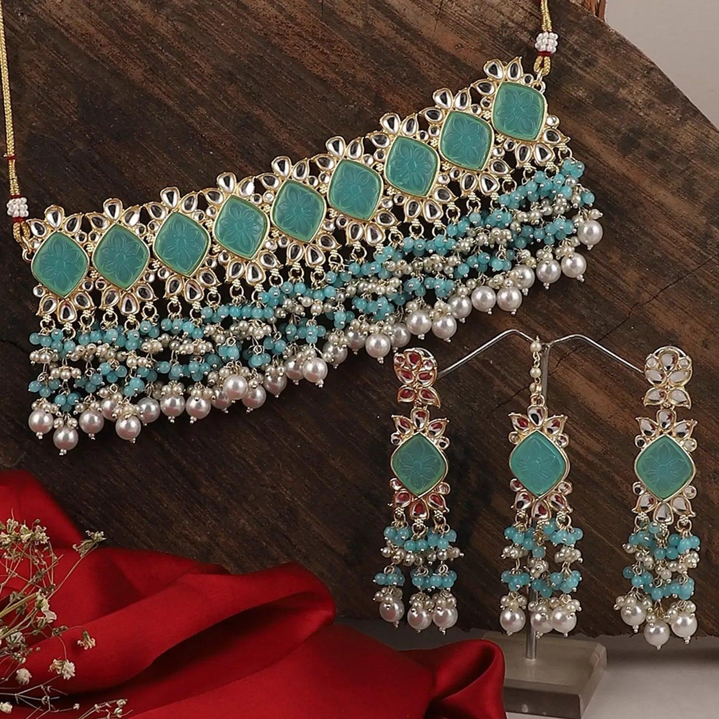 Turquoise Mirza Choker Set