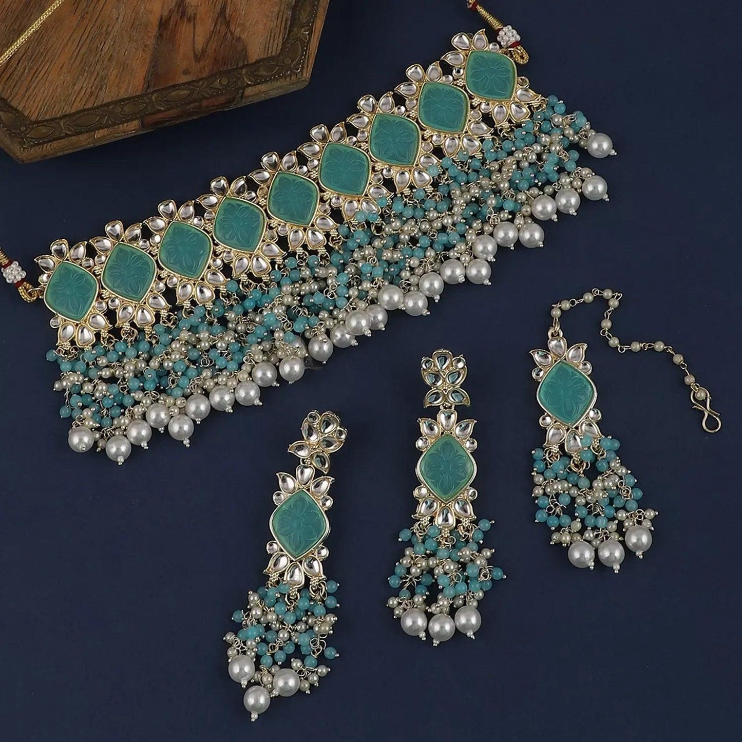 Turquoise Mirza Choker Set