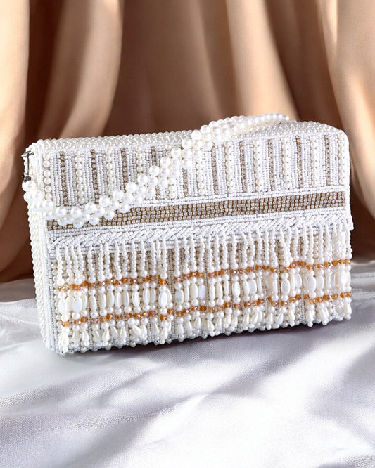 Taylor Pearl String Flap Clutch
