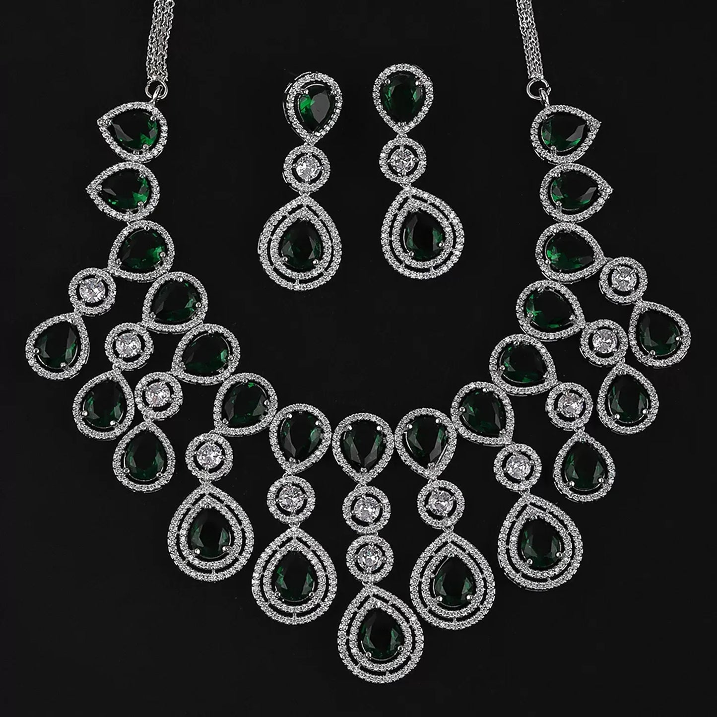 Emerald Ananya American Diamond Necklace Set